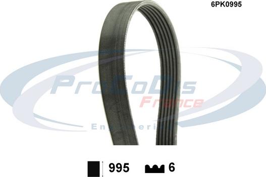 Procodis France 6PK0995 - Поликлиновой ремень www.autospares.lv