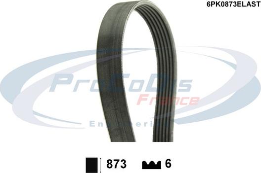 Procodis France 6PK0873ELAST - V-Ribbed Belt www.autospares.lv