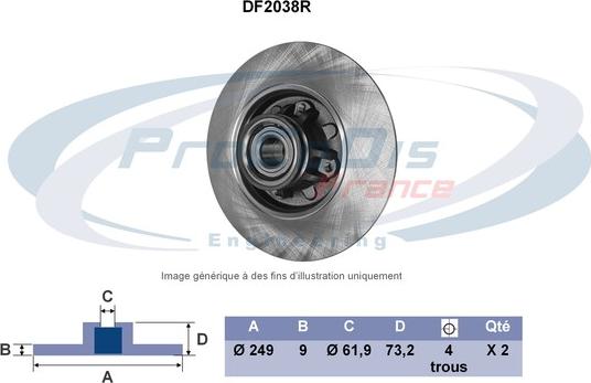 Procodis France DF2038R - Brake Disc www.autospares.lv