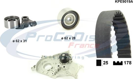 Procodis France KPE9019A - Ūdenssūknis + Zobsiksnas komplekts autospares.lv