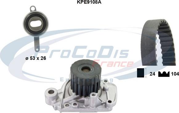 Procodis France KPE9108A - Ūdenssūknis + Zobsiksnas komplekts www.autospares.lv