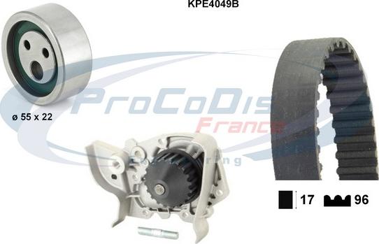 Procodis France KPE4049B - Ūdenssūknis + Zobsiksnas komplekts www.autospares.lv