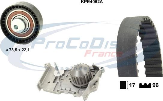 Procodis France KPE4052A - Ūdenssūknis + Zobsiksnas komplekts www.autospares.lv