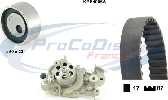 Procodis France KPE4006A - Водяной насос + комплект зубчатого ремня ГРМ www.autospares.lv