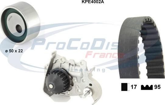 Procodis France KPE4002A - Водяной насос + комплект зубчатого ремня ГРМ www.autospares.lv