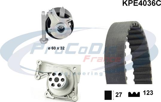 Procodis France KPE4036C - Ūdenssūknis + Zobsiksnas komplekts www.autospares.lv