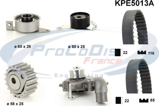 Procodis France KPE5013A - Ūdenssūknis + Zobsiksnas komplekts autospares.lv