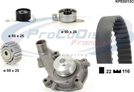 Procodis France KPE5013C - Ūdenssūknis + Zobsiksnas komplekts autospares.lv