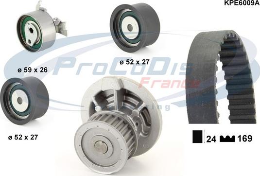 Procodis France KPE6009A - Ūdenssūknis + Zobsiksnas komplekts autospares.lv