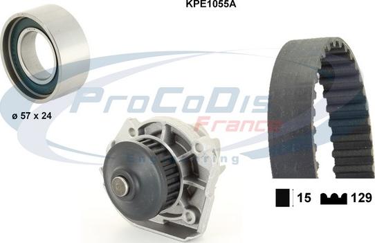 Procodis France KPE1055A - Водяной насос + комплект зубчатого ремня ГРМ www.autospares.lv