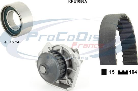 Procodis France KPE1056A - Водяной насос + комплект зубчатого ремня ГРМ www.autospares.lv