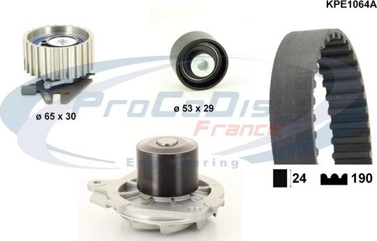 Procodis France KPE1064A - Водяной насос + комплект зубчатого ремня ГРМ www.autospares.lv