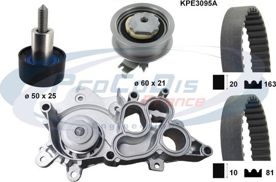 Procodis France KPE3095A - Водяной насос + комплект зубчатого ремня ГРМ www.autospares.lv