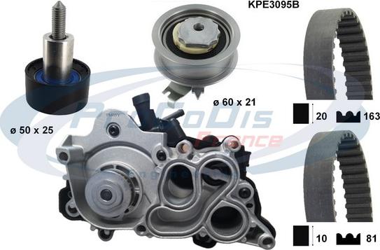 Procodis France KPE3095B - Водяной насос + комплект зубчатого ремня ГРМ www.autospares.lv