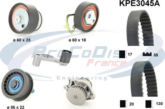 Procodis France KPE3045A - Водяной насос + комплект зубчатого ремня ГРМ www.autospares.lv