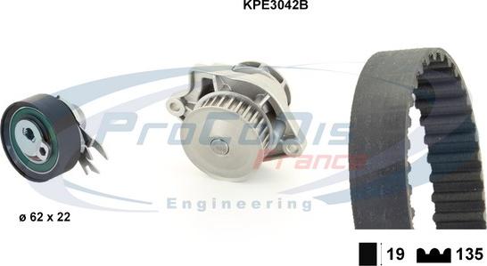 Procodis France KPE3042B - Ūdenssūknis + Zobsiksnas komplekts www.autospares.lv