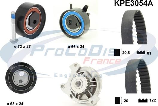 Procodis France KPE3054A - Ūdenssūknis + Zobsiksnas komplekts www.autospares.lv