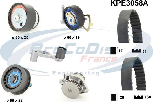 Procodis France KPE3058A - Водяной насос + комплект зубчатого ремня ГРМ www.autospares.lv