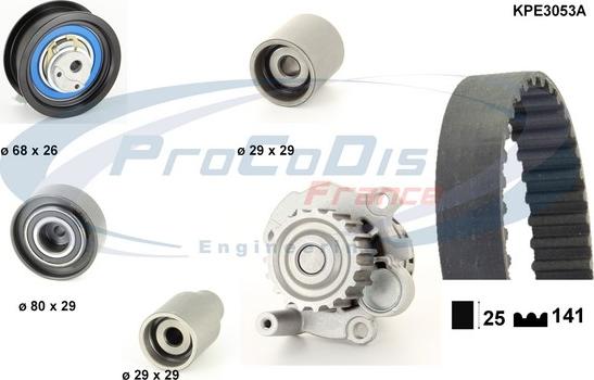 Procodis France KPE3053A - Водяной насос + комплект зубчатого ремня ГРМ www.autospares.lv