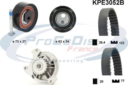 Procodis France KPE3052B - Ūdenssūknis + Zobsiksnas komplekts autospares.lv