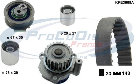 Procodis France KPE3069A - Водяной насос + комплект зубчатого ремня ГРМ www.autospares.lv