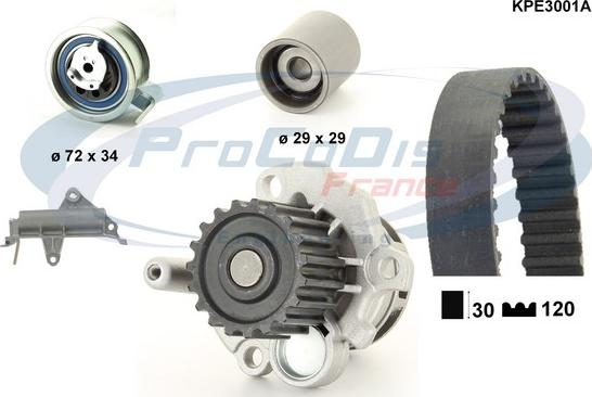 Procodis France KPE3001A - Ūdenssūknis + Zobsiksnas komplekts www.autospares.lv