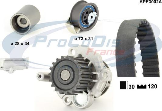 Procodis France KPE3002A - Ūdenssūknis + Zobsiksnas komplekts www.autospares.lv