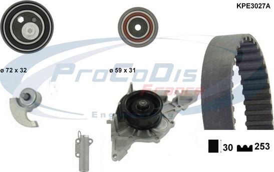 Procodis France KPE3027A - Ūdenssūknis + Zobsiksnas komplekts autospares.lv