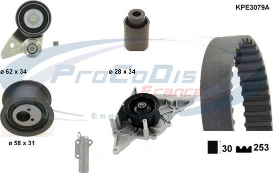 Procodis France KPE3079A - Ūdenssūknis + Zobsiksnas komplekts www.autospares.lv