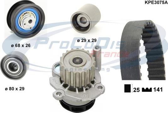 Procodis France KPE3075A - Водяной насос + комплект зубчатого ремня ГРМ www.autospares.lv