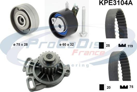 Procodis France KPE3104A - Ūdenssūknis + Zobsiksnas komplekts www.autospares.lv