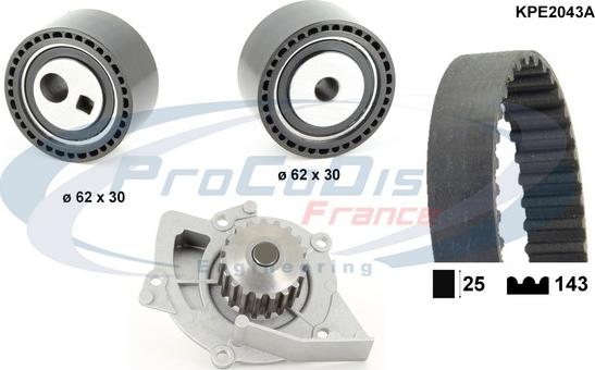 Procodis France KPE2043A - Ūdenssūknis + Zobsiksnas komplekts www.autospares.lv