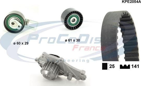 Procodis France KPE2054A - Водяной насос + комплект зубчатого ремня ГРМ www.autospares.lv