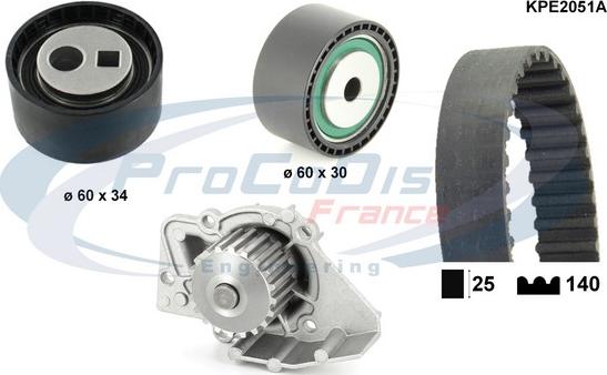 Procodis France KPE2051A - Ūdenssūknis + Zobsiksnas komplekts autospares.lv