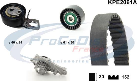 Procodis France KPE2061A - Водяной насос + комплект зубчатого ремня ГРМ www.autospares.lv