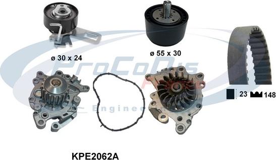 Procodis France KPE2062A - Ūdenssūknis + Zobsiksnas komplekts autospares.lv