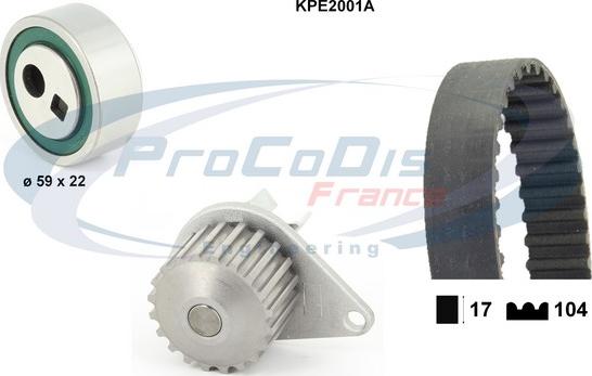 Procodis France KPE2001A - Ūdenssūknis + Zobsiksnas komplekts autospares.lv