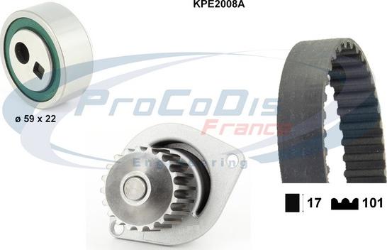 Procodis France KPE2008A - Ūdenssūknis + Zobsiksnas komplekts autospares.lv