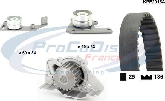 Procodis France KPE2015A - Ūdenssūknis + Zobsiksnas komplekts autospares.lv