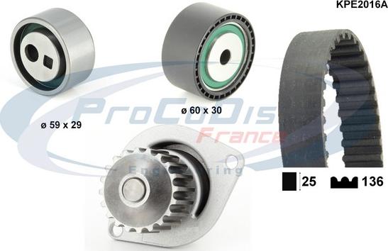 Procodis France KPE2016A - Ūdenssūknis + Zobsiksnas komplekts autospares.lv