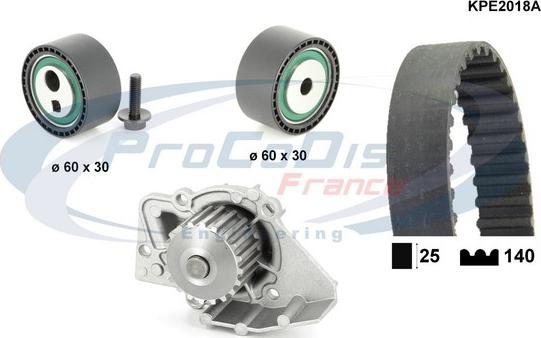 Procodis France KPE2018A - Ūdenssūknis + Zobsiksnas komplekts autospares.lv