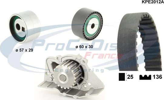 Procodis France KPE2012A - Ūdenssūknis + Zobsiksnas komplekts autospares.lv