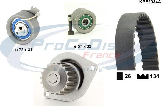 Procodis France KPE2034A - Ūdenssūknis + Zobsiksnas komplekts autospares.lv