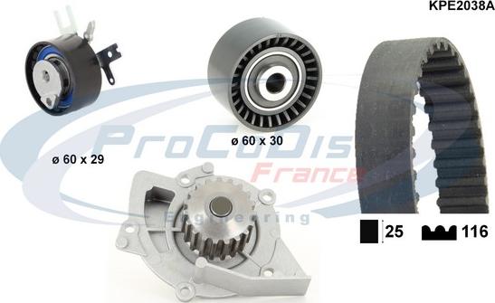 Procodis France KPE2038A - Ūdenssūknis + Zobsiksnas komplekts autospares.lv