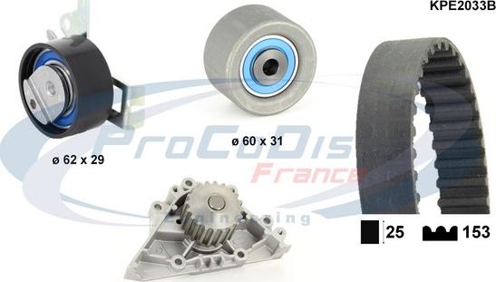 Procodis France KPE2033B - Водяной насос + комплект зубчатого ремня ГРМ www.autospares.lv