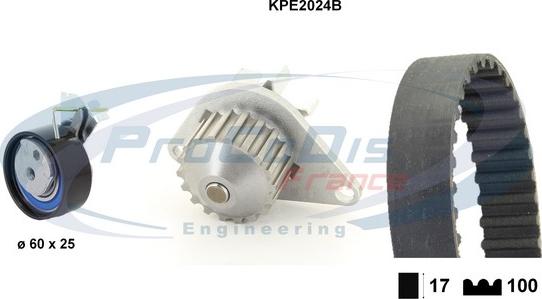 Procodis France KPE2024B - Ūdenssūknis + Zobsiksnas komplekts www.autospares.lv