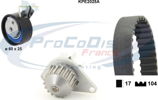 Procodis France KPE2025A - Ūdenssūknis + Zobsiksnas komplekts www.autospares.lv