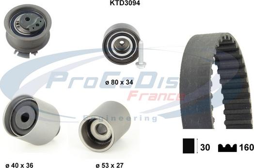 Procodis France KTD3094 - Комплект зубчатого ремня ГРМ www.autospares.lv