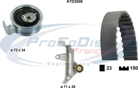 Procodis France KTD3008 - Zobsiksnas komplekts autospares.lv