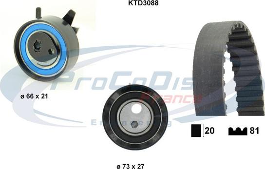 Procodis France KTD3088 - Zobsiksnas komplekts www.autospares.lv